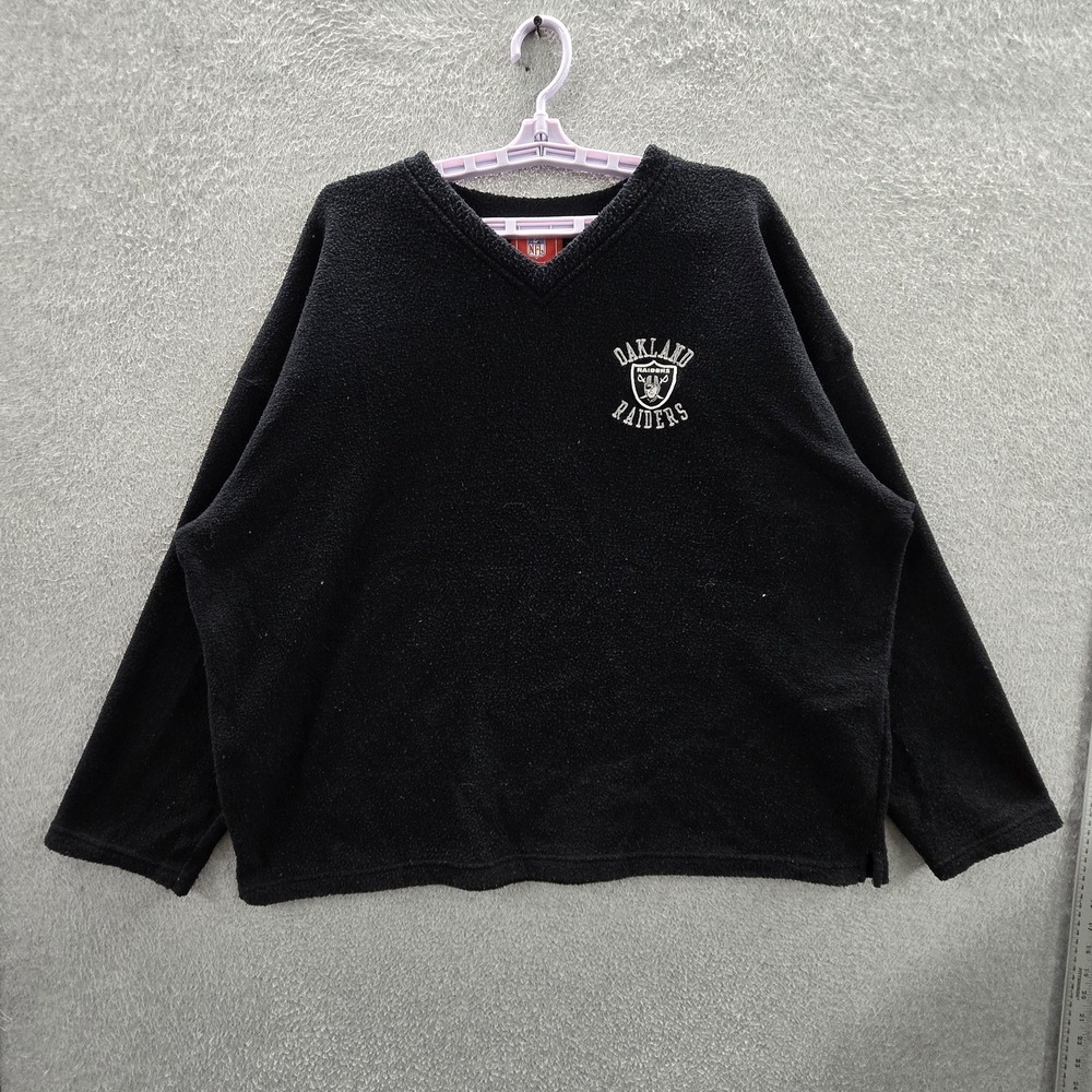 Oakland Raiders Men Sweatshirt XL Black Embroidered NFL Fleece Team Logo Y2K